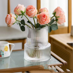 3Pcs Cylindrical Handmade Ribbed Vase