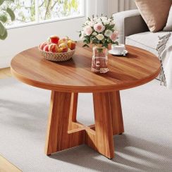 Round Wooden Coffee Table For Living Room