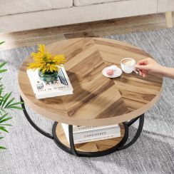 2 Tier Wooden Round Coffee Table